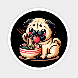 Pug Eating Ramen Magnet